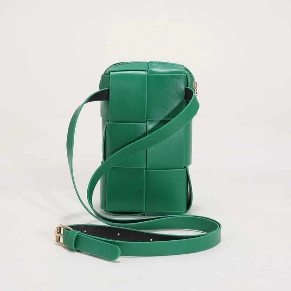Green Faux Vegan PU Leather Crossbody Bag - Picture 5 of 8